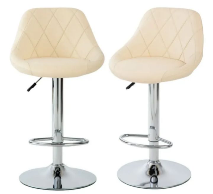 Pack Sillas Bar Taburete Ecocuero Elliot Crema
