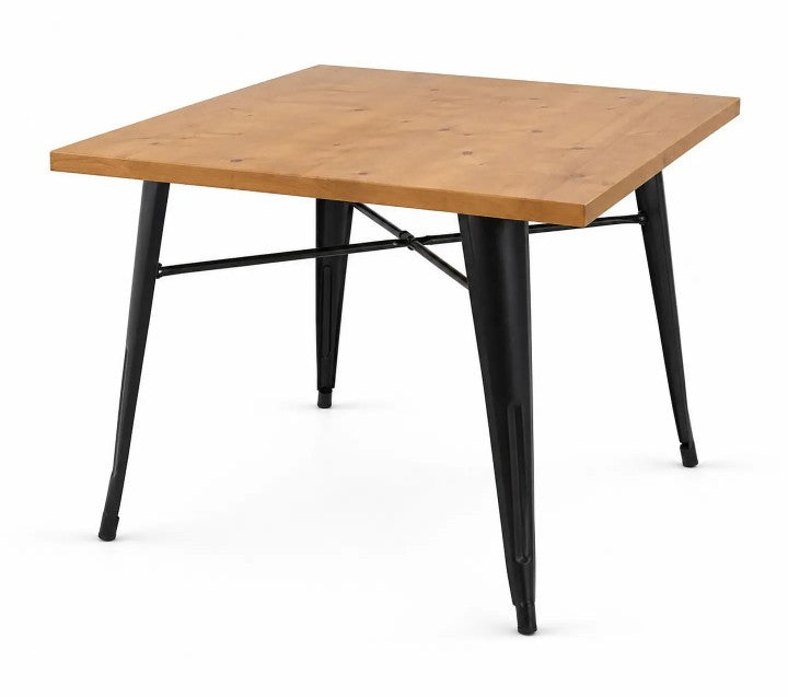 Mesa Tolix Bar 80x80x75 Cm con Cubierta en Madera