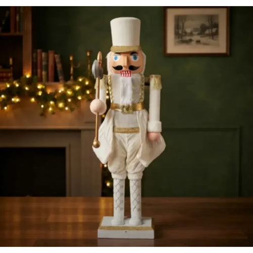 Cascanueces Musical  Gigante Soldado 115 Cm Luces y Movimiento Blanco
