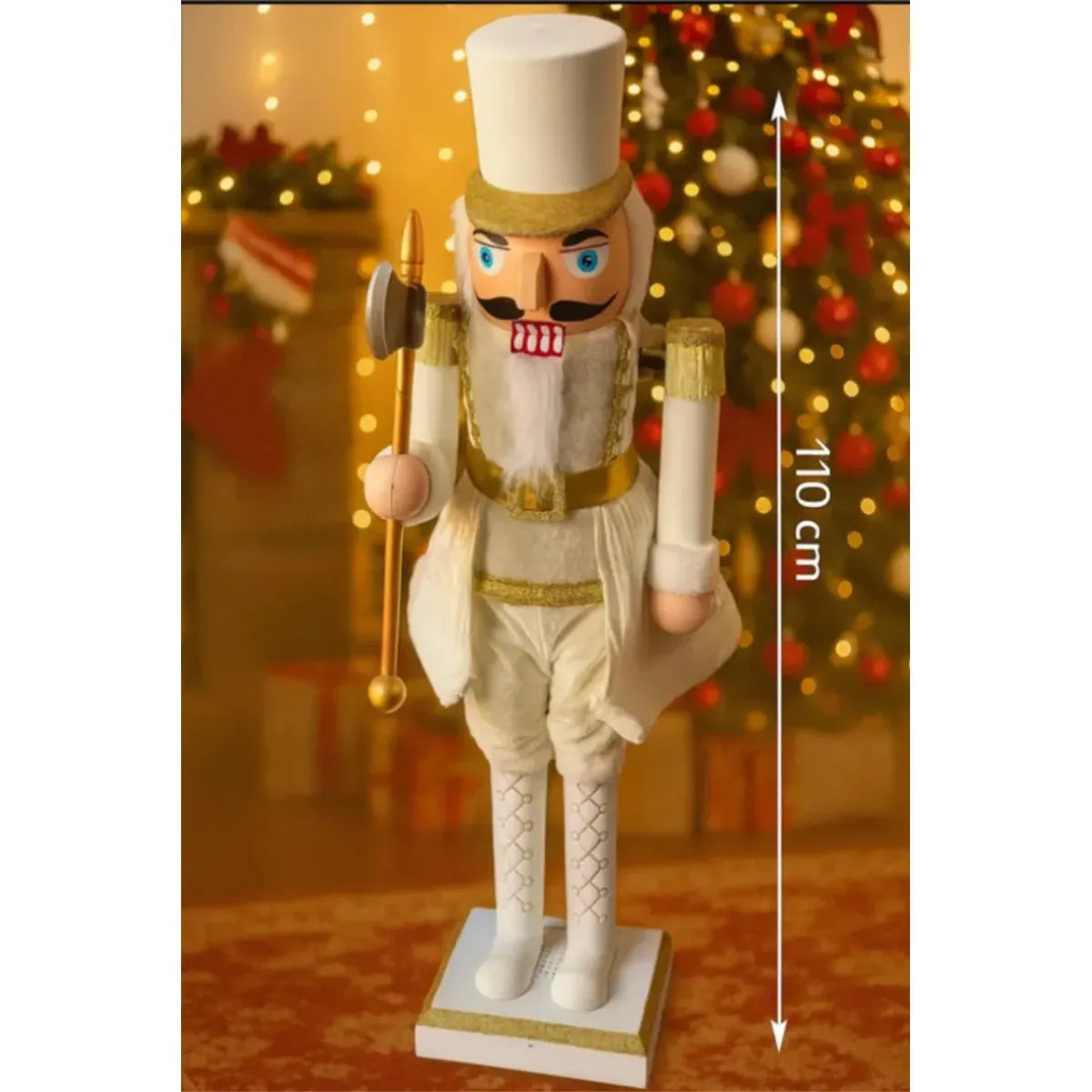 Cascanueces Musical  Gigante Soldado 115 Cm Luces y Movimiento Blanco
